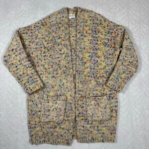 Sienna Sky Confetti Knit Open Front Cardigan Women's Small Pockets Cotton Blend